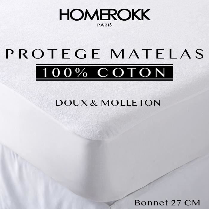 Protège Matelas 160x200 cm Coton 200 gr Bonnet de 30 cm 