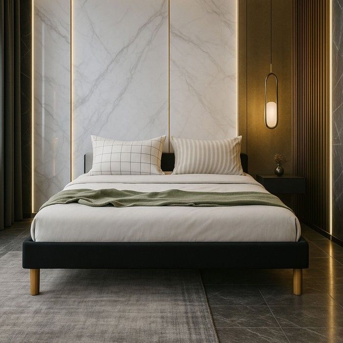 mina - Solide et Confortable Sommier Tapissier noir Pieds en 20 cm pour matelas en 120x190 - 2 x 13 Lattes - Mon