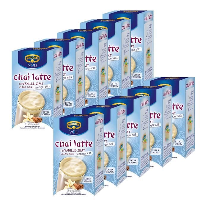 Krüger Chai Latte Classic India Moins Sucré, Vanille Et De Cannelle,  Boisson Légère À Base De Thé Au Lait, Lot De 10, 10 X 10 - Cdiscount Au  Quotidien