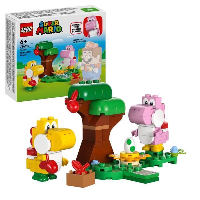 lego® 71428 super mario ensemble d'extension forêt de yoshi, jouet pour enfants avec 2 figurines yoshi