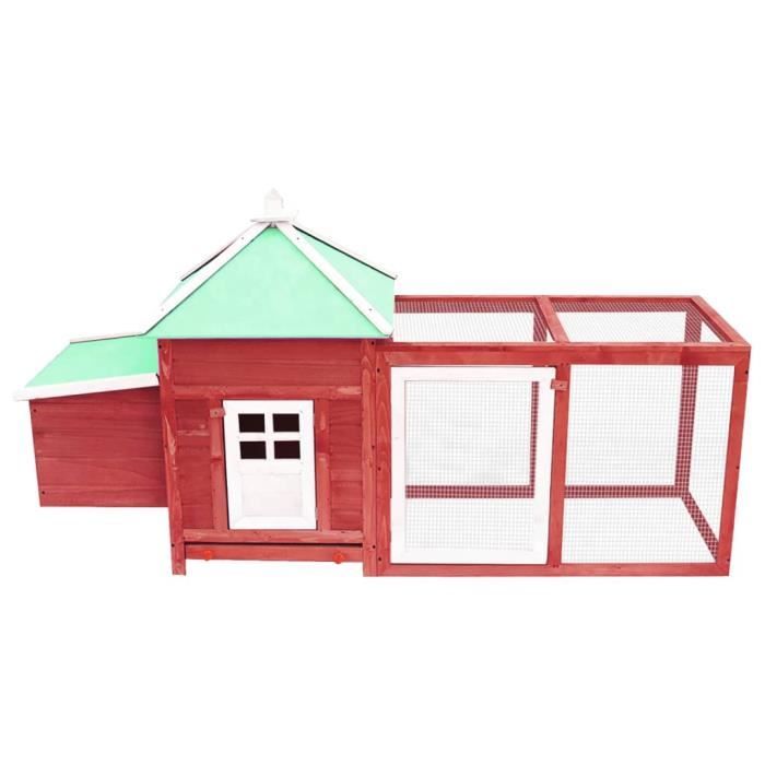 Meilleurs prix pour LEXLIFE Poulailler 4 à 8 Poules, Cage à Lapins ou Rongeurs avec nichoir en Bois de sapin massif - 190 x 72 x 102 cm - Rouge