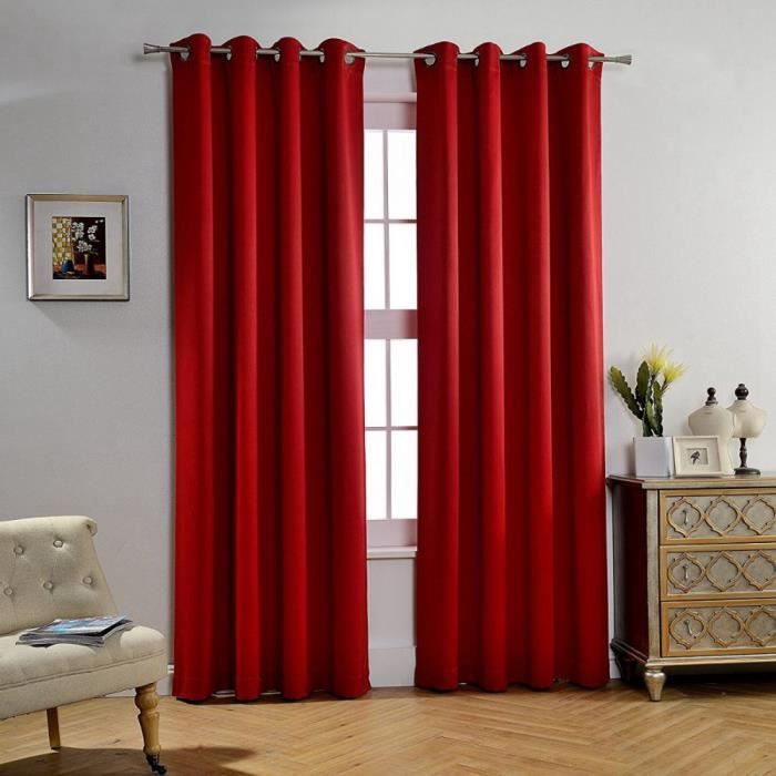 Bazarim.fr Paire de rideaux occultant Rouge 140x260 cm Cdiscount Maison