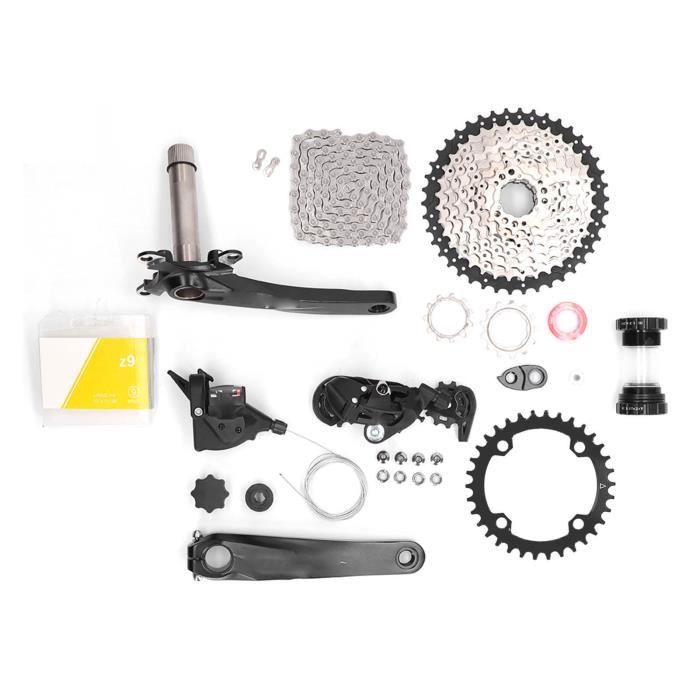 Kit de changement de vitesse pour vélo MINIFINKER - Groupe 9 vitesses - Plateau 34 dents - Noir