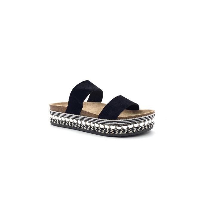 Angkorly Chaussure Mode Sandale Espadrille Bohème Hippie Casual Femme Corde avec de la Paille Laçage Talon Compensé 9 CM 