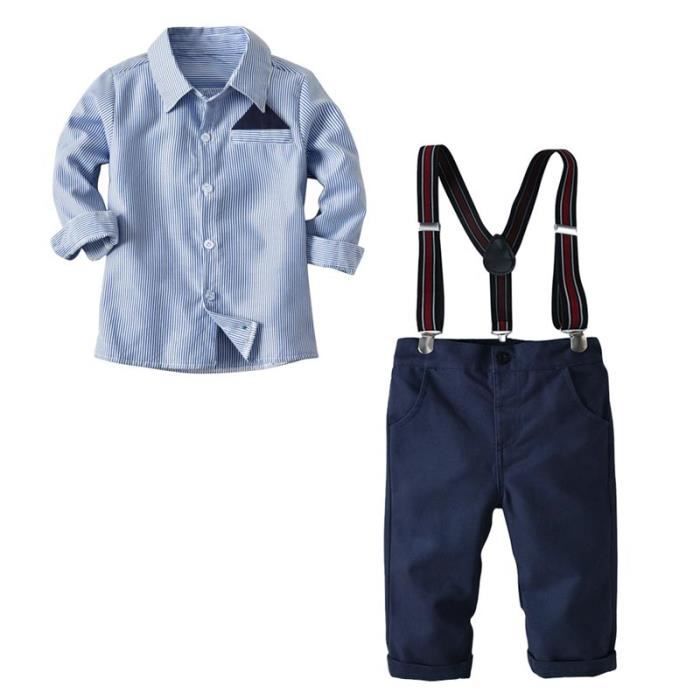 Ensemble Vetement Enfant Garcon Chemise Rayures et Pantalon à