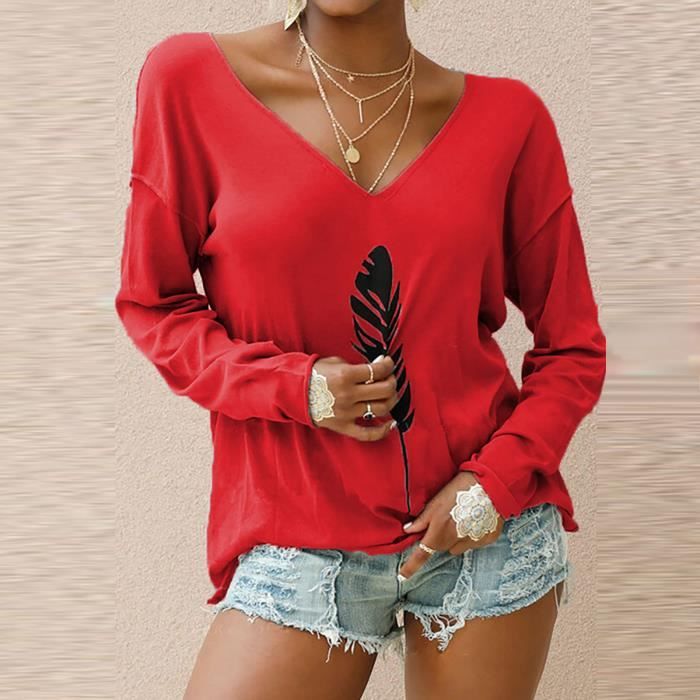 T-Shirt Femme Manches 3/4 Noël - Impression Verre Vin Rouge - Col Rond Confortable