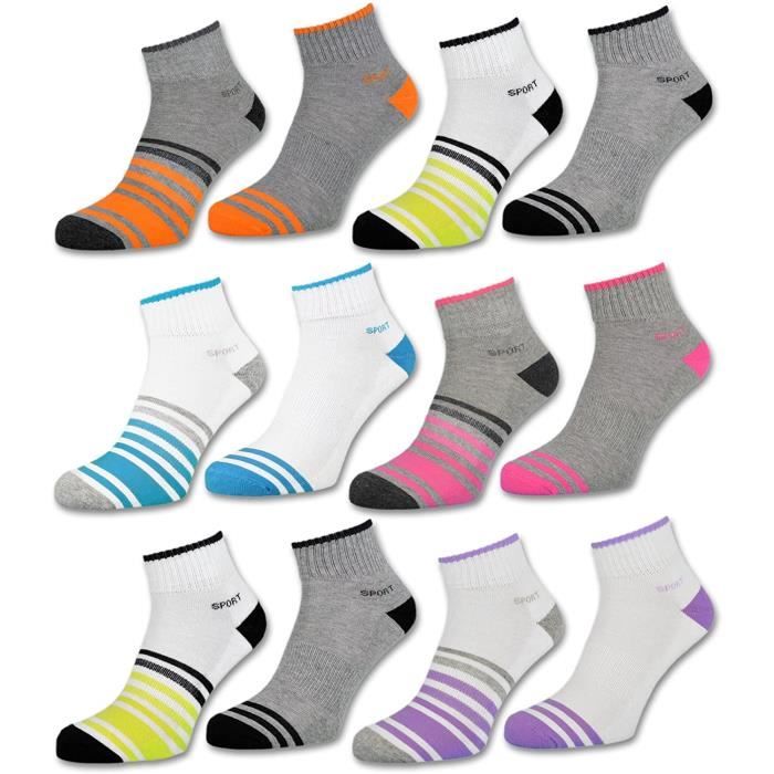Chaussettes Thermiques Femme Sockenkauf24 - Lot 6 Ou 12 Paires - Coton éponge - Taille 35-42