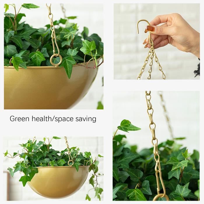 Panier Suspendu En Cuir Synthétique Pour Plantes - Avec Pot Inclus Et Corde - Jaune | Décoration Intérieure Et Extérieure, Balcon, Terrasse