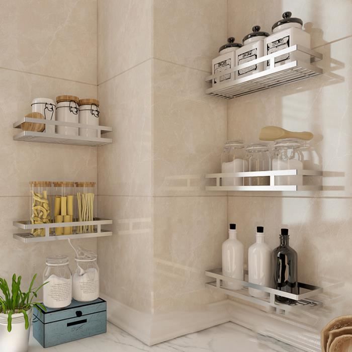 neufu 20cm etagere rangement cuisine en acier inoxydable etagere murale cuisine etagere a epices cuisine argent cdiscount maison
