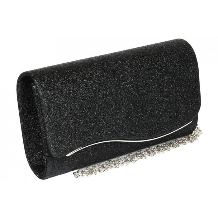 Pochette cérémonie-Nyls Création-Pochette Femme Noire Brillante Mariage Soiree Jollia - Noir