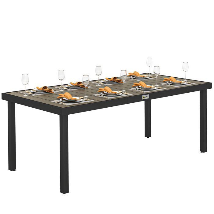 Outsunny - Table de jardin - Aluminium - 190x90x74cm - Marron