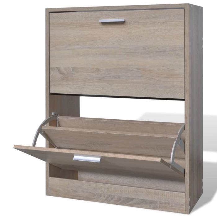 4401fancy® meuble à chaussures armoire à chaussures armoire de rangement| meuble d'entrée contemporain en bois avec 2 compartiments