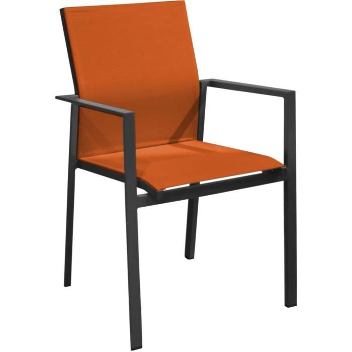 fauteuil de jardin empilable delia graphite, paprika