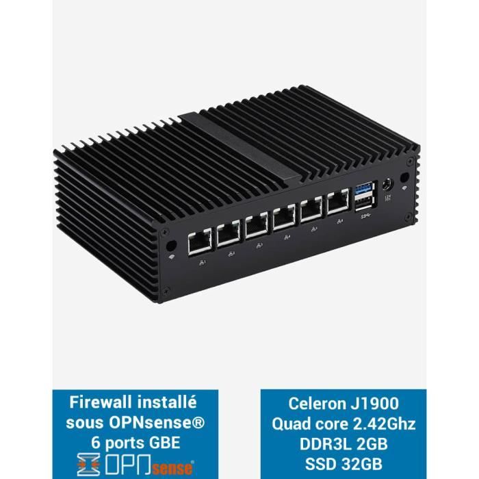 Firewall OPNsense® Q1x Celeron J1900 6 ports Gigabit 2Go SSD 30Go ...
