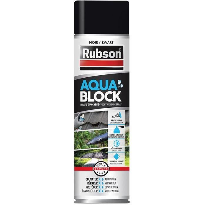 Rubson revêtement d'étanchéité aquablock spray 300ml noir