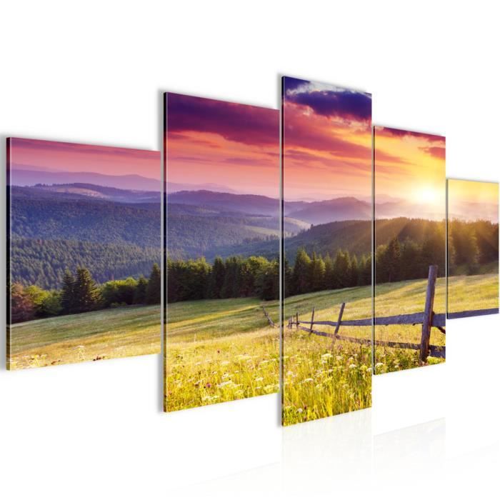 Tableau Toile Décoratif 100x50 Cm - Paysage Mer & Lever De Soleil, Style Moderne
