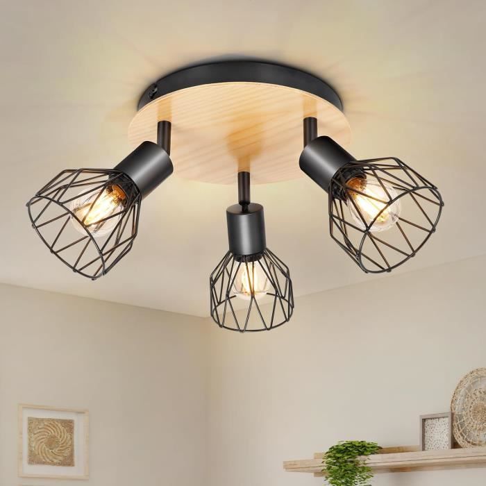 Plafonnier LED HiBay 6 Spots Orientables - Noir/Blanc E14 Pour Salon Cuisine