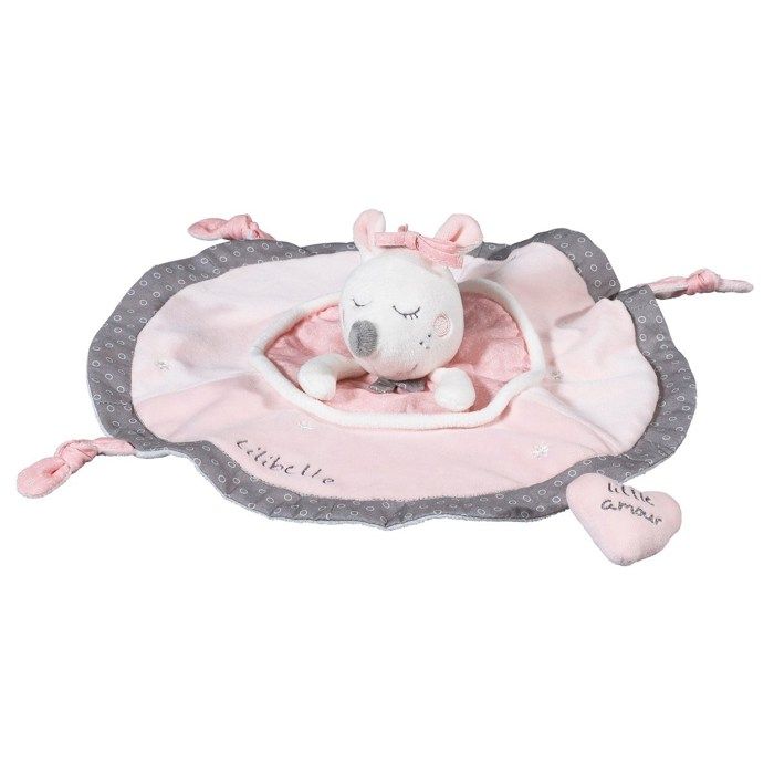 Doudou Mouchoir Souris danseuse étoile en velours Rose - SAUTHON