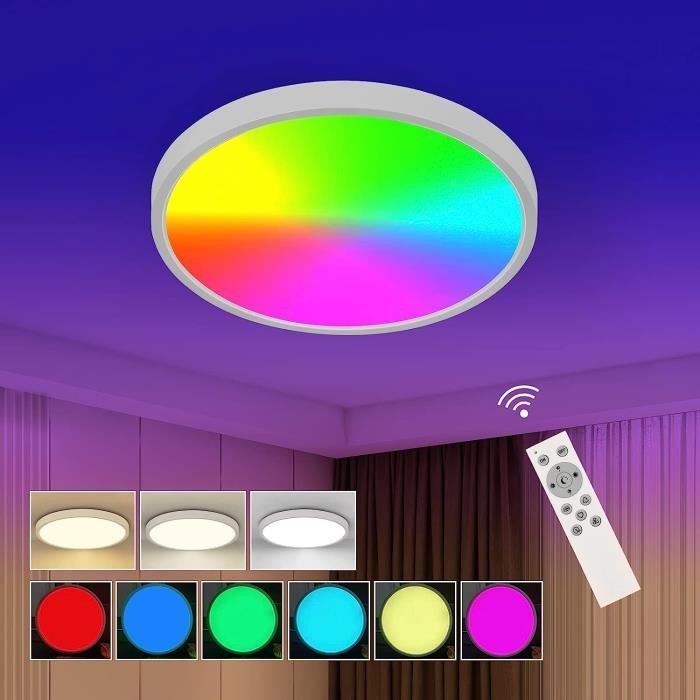 Plafonnier LED Rond Dimmable Avec Télécommande - 24W, 2800lm, IP54, 3CCT, Pour Salon, Salle De Bain, Chambre - 7
