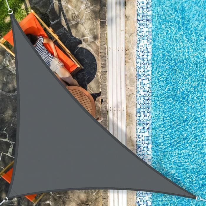 Voile D'Ombrage Triangulaire Imperméable 4x4x5,65 M – Protection UV95% Gris Anthracite Jardin