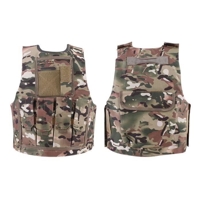 Gilet Tactique Sans Manches Pour Enfants - Nylon, Multipoches - Pour Jeux En Extérieur, Airsoft, Entraînement