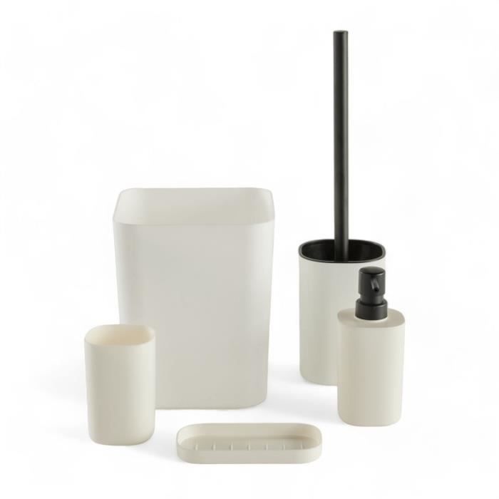 Today Set de 5 acc SDB - UTILITY - Distr de savon porte-brosse à dents porte savon brosse WC poubelle