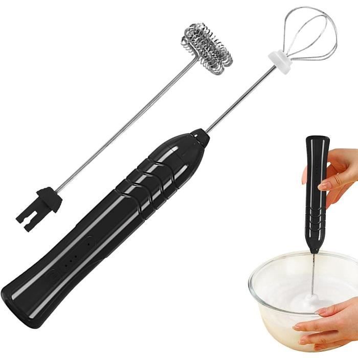 Mousseur à lait électrique Bâton, Mousseur à lait manuel à piles Portable Moteur électrique puissant, Machine à mousse pour café/latte/cappuccino/crème avec acier inoxydable