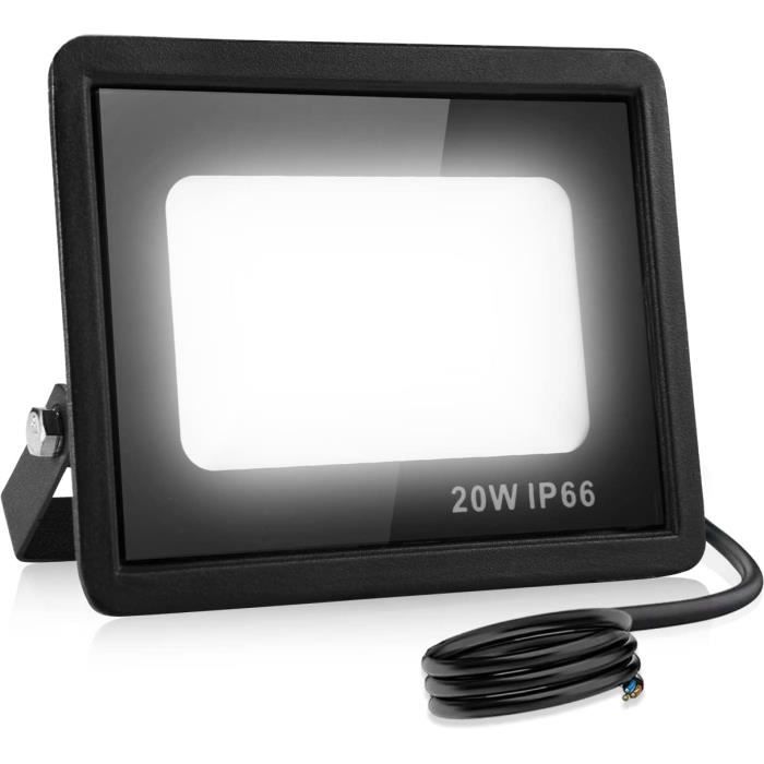 Projecteur LED Extérieur 20W, 1600LM, IP66 - Blanc Froid 6500K Ou Chaud 3000K - Pour Jardin, Garage, Allée - Installation Mur/sol Réglable 150°