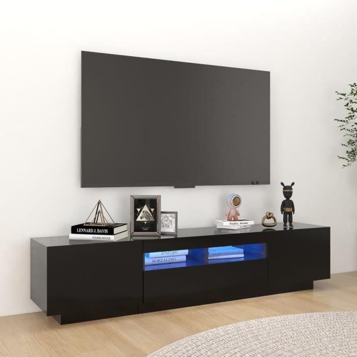 "sale 2024" meuble tv avec lumières led jms - banc tv noir 180x35x40 cm 37,kg 4915