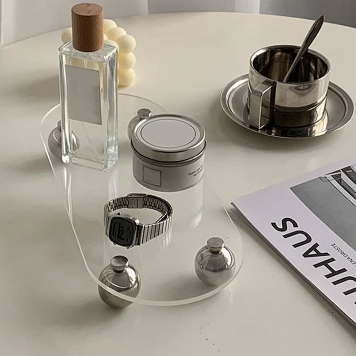 Cabilock Plateau Acrylique Transparent 30x20cm - Rangement Salle De Bain Cuisine Maquillage