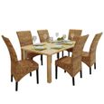 [Style Campagne] 25839 Lot de 6 Chaises à dîner - Chaise à dîner - Chaise de salle à manger - Bois solide de manguier et abaca-1
