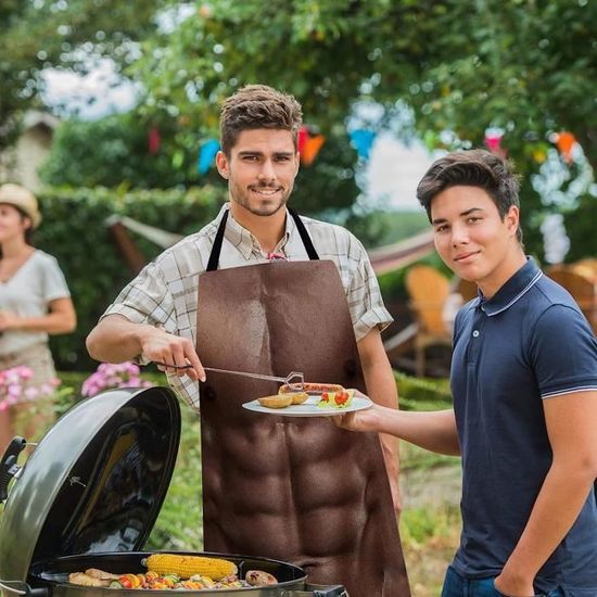 Tablier De Cuisine Drôle KOQAIIZ - Homme Musclé Imprimé, Coton Et Polyester, 80x60 Cm