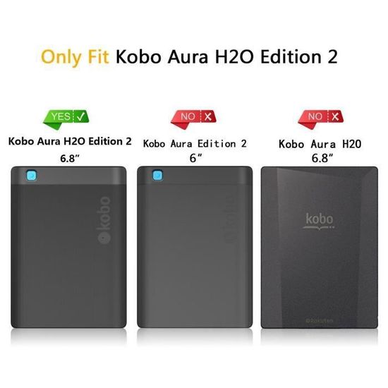 Étui Rabattable En Simili Cuir Pour Kobo Aura H2O Edition 2 - Marque Kwmobile, Neuf Sous Blister