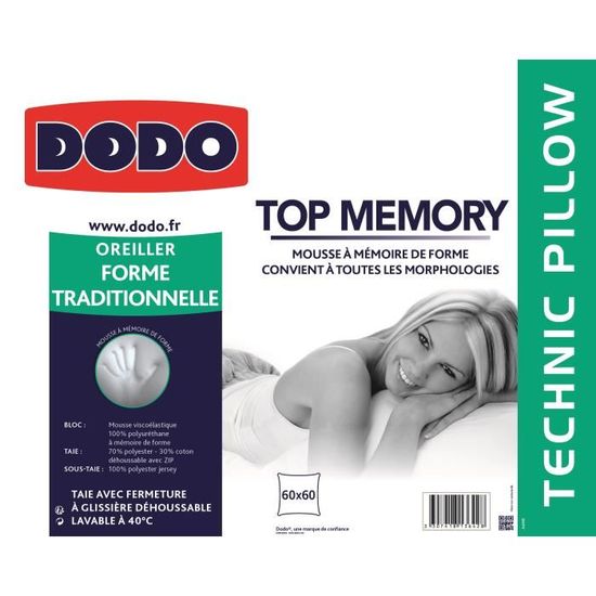 Oreiller dodo top memory technic pillow clearance