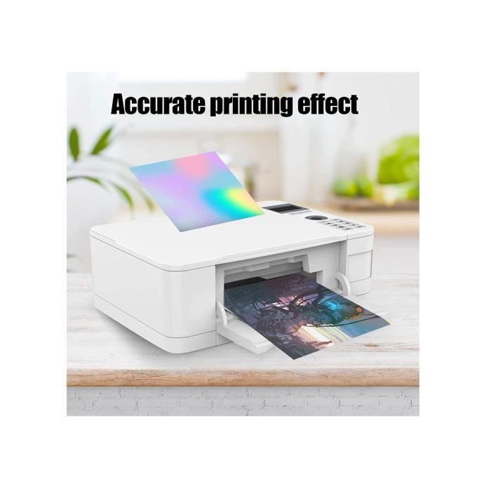 Evergreen Goods 100 feuilles de papier autocollant en vinyle blanc mat PVC imperméable à l'eau, papier d'impression pour imprimantes à jet d'encre et laser, feuilles pour l'impression haute resolution