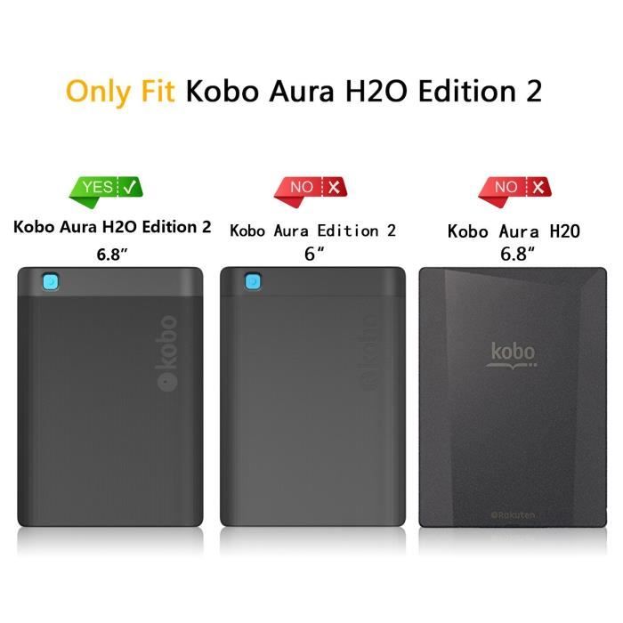 Kobo Aura H2O Edition 2 Etui - Folio Étui Housse Coque Ultra Mince et Léger  à Rabat Fonction Réveil - Sommeil Automatique pour Ko - Cdiscount  Informatique