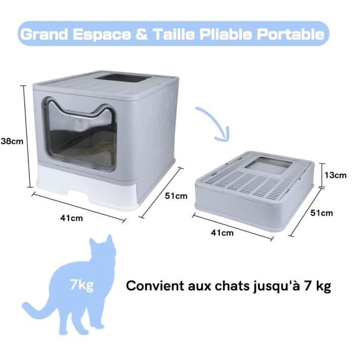 Grande Maison de Toilette Chat Pliable avec Couvercle,Bac de