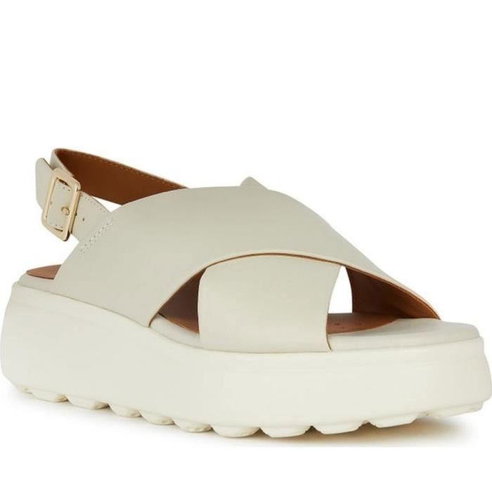 Sandales Geox En Cuir Beige/rouge - Talons Compensés Hauts, Taille 37FR, Occasion