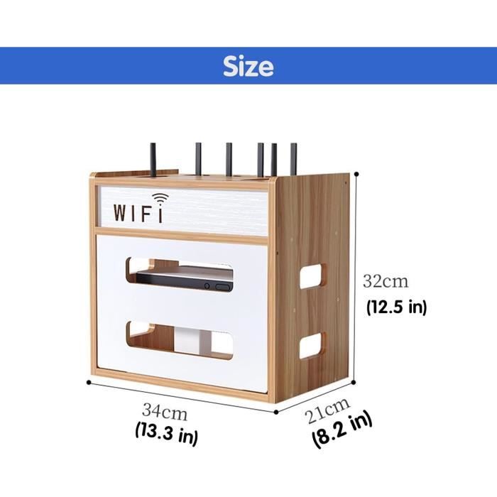 KEENSO Boîte De Rangement Murale Pour Routeur WIFI Boîte De Rangement Meuble Boite Beige Grande