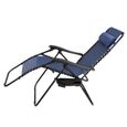 Chaise longue de jardin inclinable Chaise pliable avec porte-gobelet appui-tête Fauteuil relax Transat jardin bleu-2