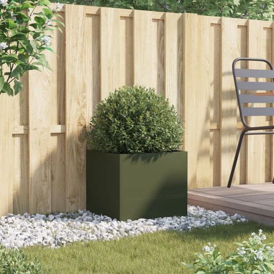 Jardinière Surélevée Carrée VidaXL - 100x100x77 Cm, Acier Galvanisé Anthracite, Pour Balcon, Terrasse, Jardin