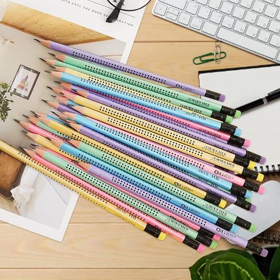 EPCHOO Lot de 30 crayons à papier HB avec gomme Motif dessin animé pour enfants école cadeau de fête 