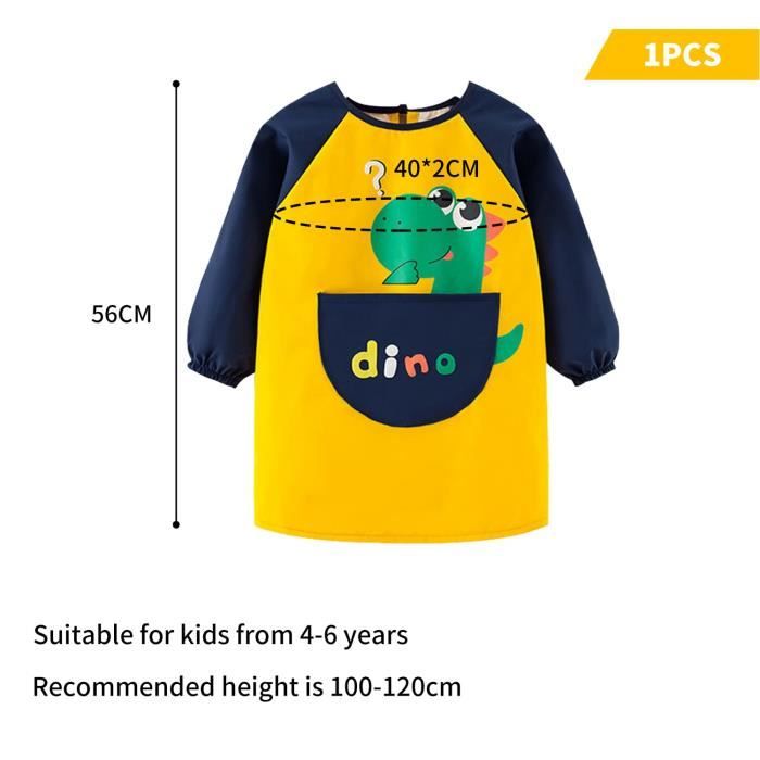 Blouse D’Artiste Imperméable Pour Enfants 3-7 Ans – Manches Longues, Poche Avant, Idéale Pour Peinture, Cuisine Et Bricolage