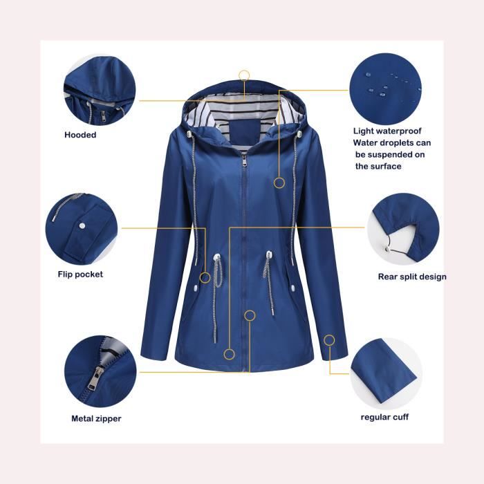 Trench-coat Femme Grande Taille - Imperméable Coupe-vent Polyester Longue Mi-saison - Style Décontracté Bureau