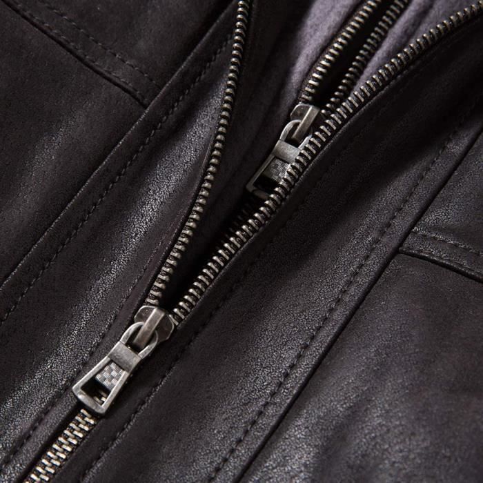 Veste En Simili Cuir PU Homme Avec Capuche - Style Blouson Motard - Coupe Slim - Imperméable Et Résistante