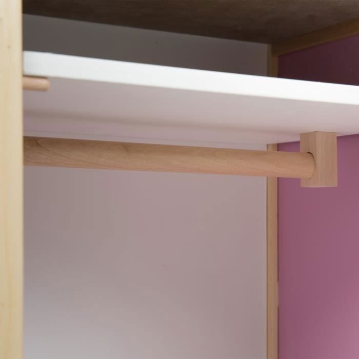 ROBUD Lit de poupée en bois, avec armoire, linge de lit, espace de rangement et crochets, lit de poupée pour poupées jusqu'à 51 cm, cadeaux pour filles à partir de 3 ans