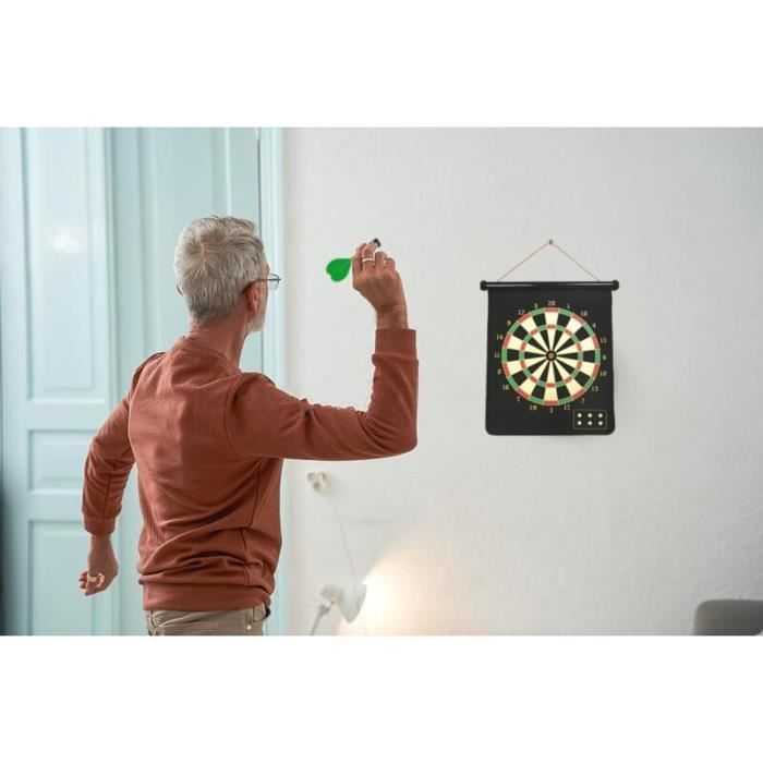 HelaCueil Cible De Fléchettes Magnétique 38 Cm – Jeu Sécurisé Pour Enfants Et Adultes, Fléchettes Douces Et Aimantées, Double Face, Nomade