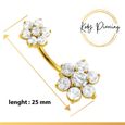 KODY Bijou Piercing Nombril Double Fleur Cristal Plaqué Or 18 carats-3