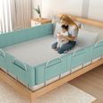 AUFUN Barrière de lit réglable en hauteur de 40 à 60 cm,  Pour lit d'enfant, lit de parent- Vert lin, 50cm-3