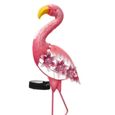 Flamant rose solaire 3 LED blanches-3